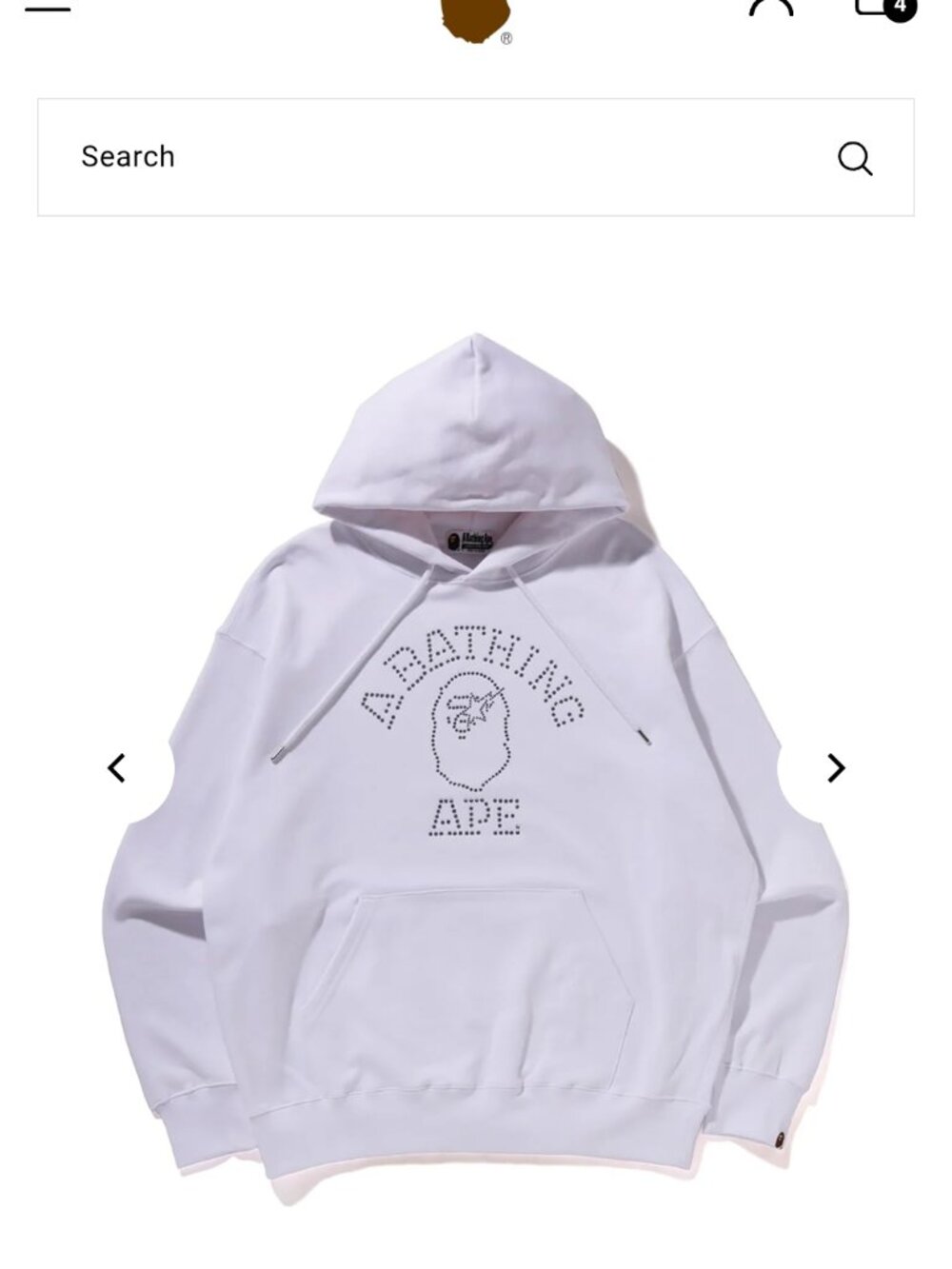 A bathing ape rhinestone hoodie white